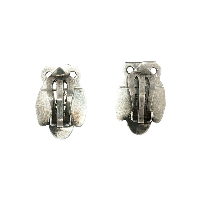 Georg Jensen Mid-Century Sterling Georg Jensen #108 Blossom Clip Earrings For Sale - Image 4 of 5