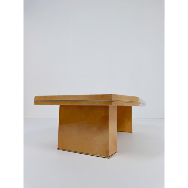 Mid-Century Italian Goatskin and Brass Coffee Table, 1970s For Sale - Image 12 of 18