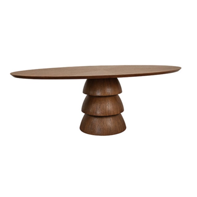 Contemporary Matthew Izzo Home Callum 86" Wide Oval Three Tier Base Oak Dining Table For Sale - Image 3 of 5