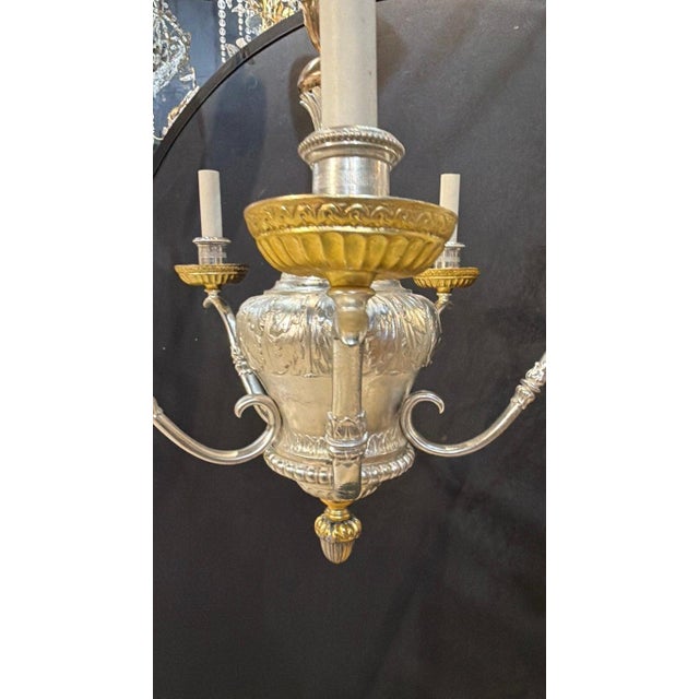 Edward F. Caldwell & Co. 1900 Caldwell Silver and Gild Bronze Chandelier 5 Lights For Sale - Image 4 of 8
