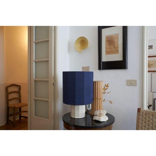 White Travertine Medium Roma II Dodecagon Table Lamp by Nassi For Sale - Image 9 of 10