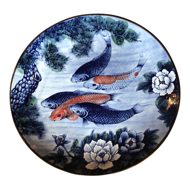 Asian Ceramic Koi Fish Plate Chairish