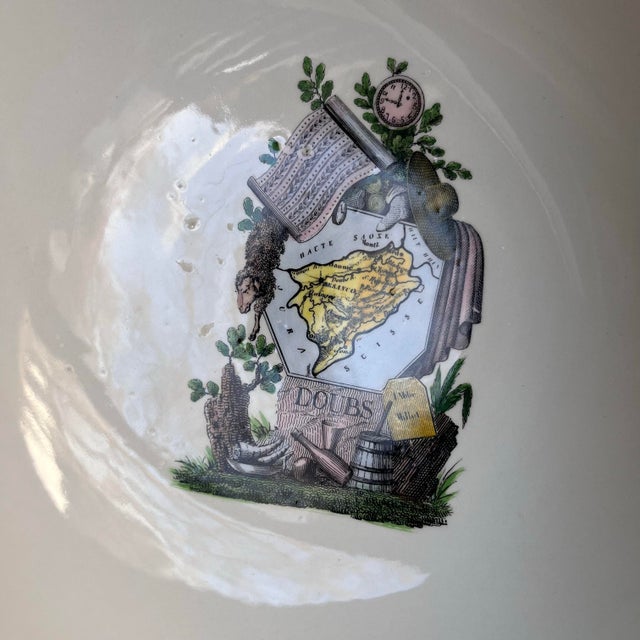 Vintage Mottahedeh Footed Bowl Featuring Maps & Rivers of France For Sale - Image 10 of 11