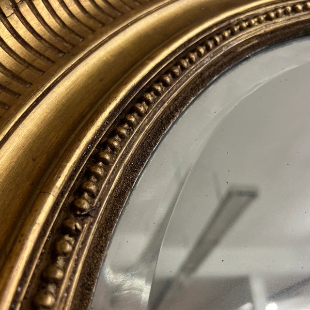 Mid-Century Modern Gorgeous Large Architectural Antique Gold Painted Oval Beveled Mirror For Sale - Image 3 of 5