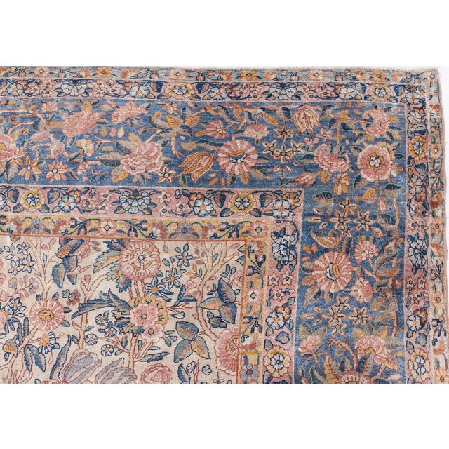 Late 19th Century 19th Century Persian Kirman Floral Handwoven Wool Rug For Sale - Image 5 of 9
