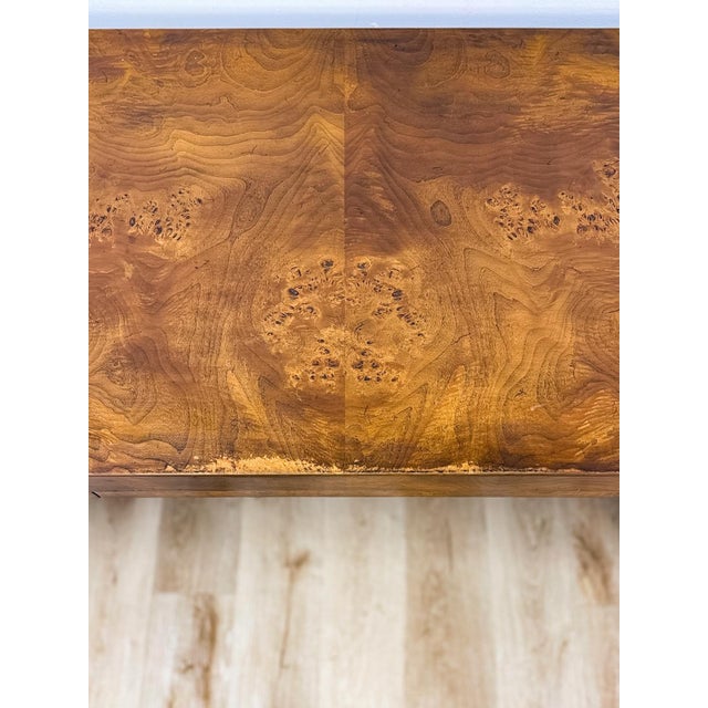 Rare Vintage Hekman MCM Burlwood Desk With Three Drawers Mid Century Collectable For Sale - Image 12 of 13