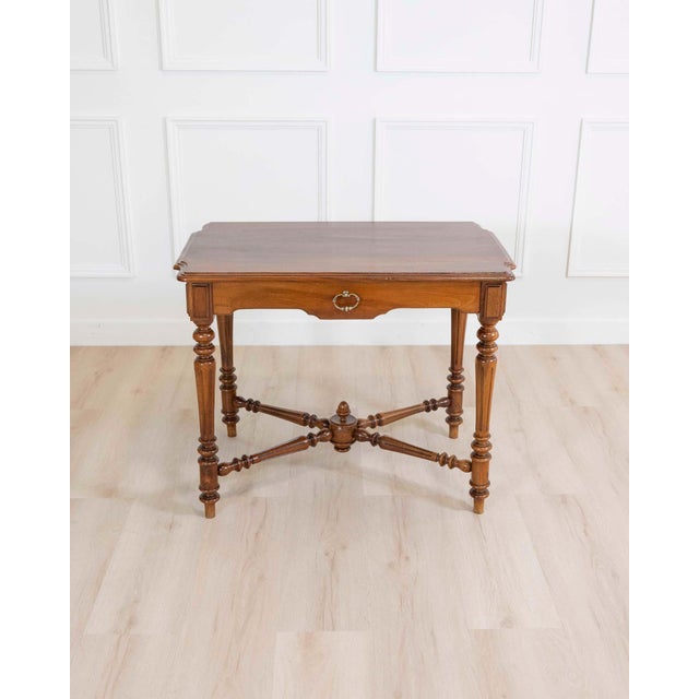 19th Century Italian Walnut Writing Desk, Neoclassical Design For Sale - Image 12 of 18