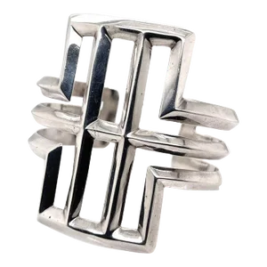 Pine Springs Cast Sterling Silver Navajo Bracelet from Woodward's Indian Shop