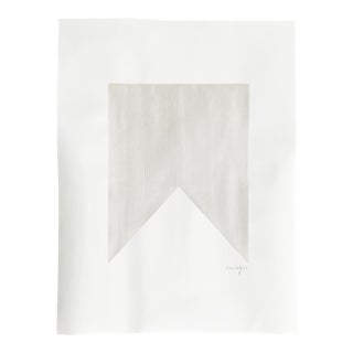 "Triangle Up" Contemporary Minimalist Original Abstract Ivory Painting on Paper by Victoria Holly For Sale
