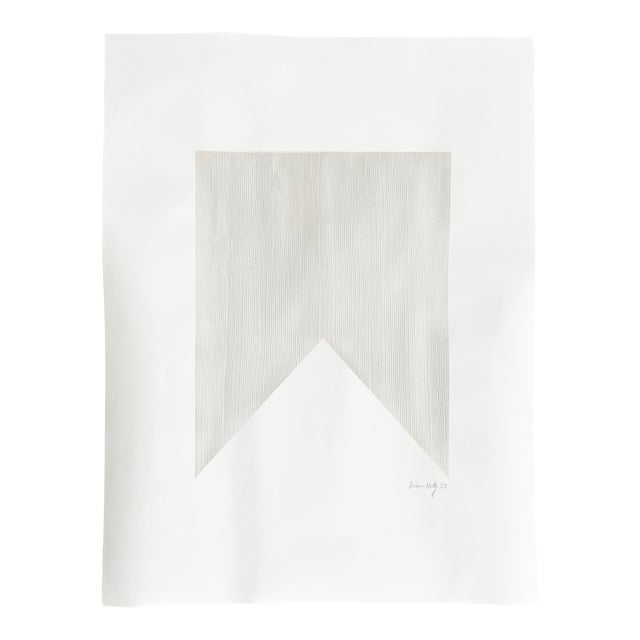 "Triangle Up" Contemporary Minimalist Original Abstract Ivory Painting on Paper by Victoria Holly For Sale
