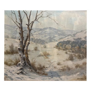 Peter Schneider, Winter Landscape in the Rhön, Oil Painting on Canvas For Sale