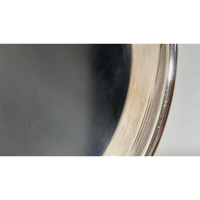 Mid-Century Modern Vintage Mid-Century Modern Silver Plated Gorham Round Service Bar Tray For Sale - Image 3 of 12