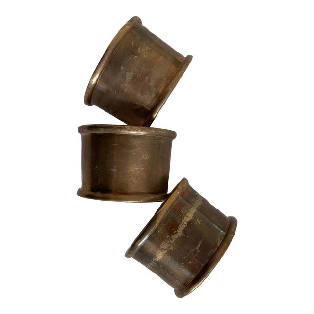 Set of 3 Vintage Brass Napkin Rings For Sale