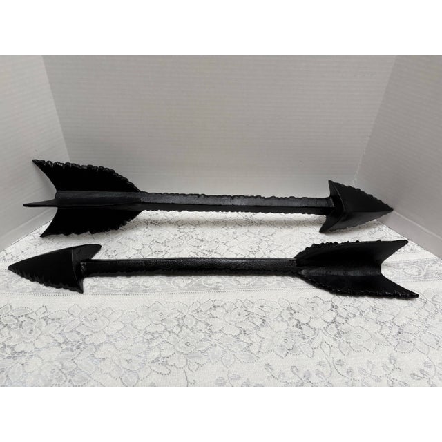 Large Rugged Black Metal Arrow Wall Decor-Set of Two For Sale - Image 9 of 10