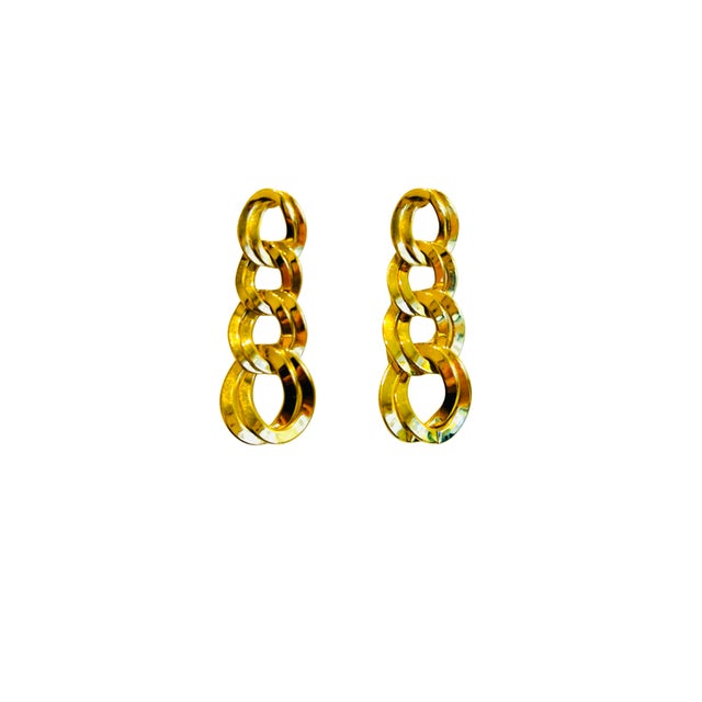 Vintage Monet Gold-Tone Chain Link Drop Earrings | Signed 1980s Statement Dangle Costume Jewelry Elevate your vintage...