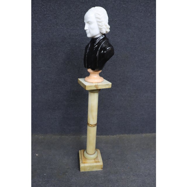 Wolfgang Mozart Tricolor Marble Bust For Sale - Image 12 of 16
