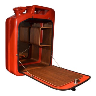 Danish Fuel Red Bar Cabinet For Sale
