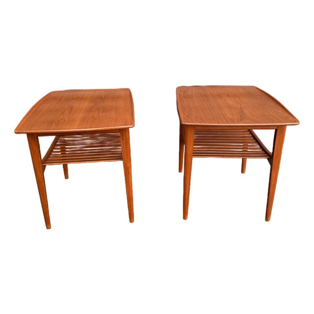 Vintage Danish Modern Matching Pair of Teak Side Tables by Tove and Edvard Kindt-Larsen for France and Son For Sale