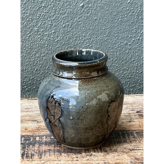 Vintage Glazed Ceramic Vase For Sale In West Palm - Image 6 of 12