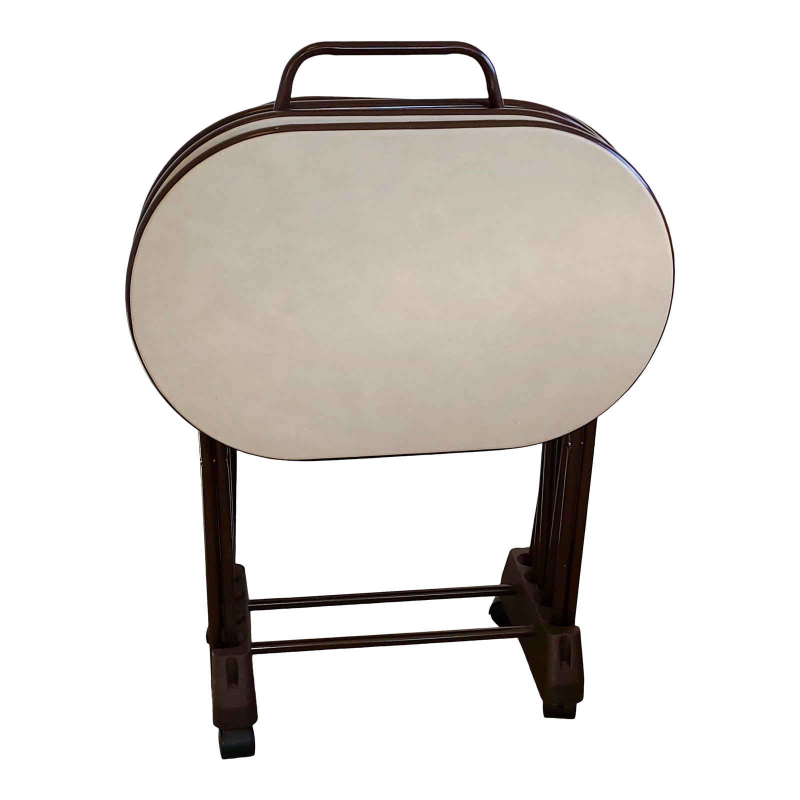 Mid 20th Century Mid Century Cosco Standing Tv Trays With Rolling Cart