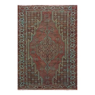 Vintage Persian Hamadan Overdyed 4x7 Teal, Red & Brown Handmade Area Rug #9901513 For Sale