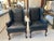 Cica 1970's Blue Leather Nail Head Trim Chair In A Timeless Design. This of chair is from Old Hickory Tannery, Hickory...