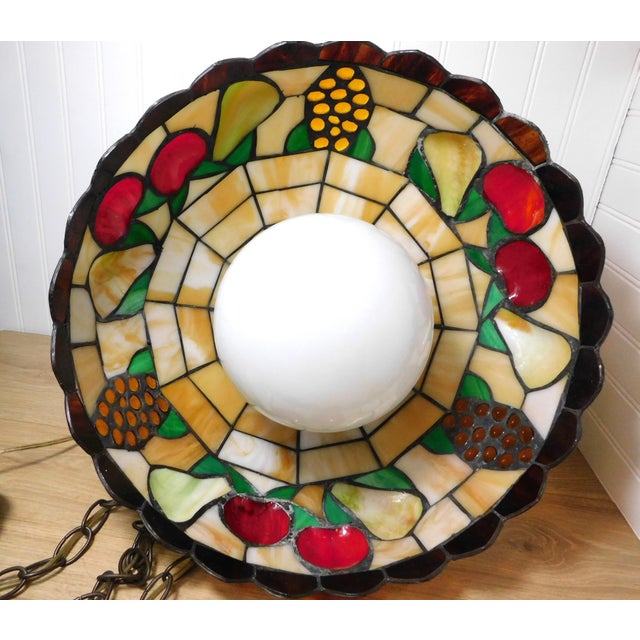 Vintage Slag Glass Pendant Light Fruit Motif For Sale - Image 11 of 17