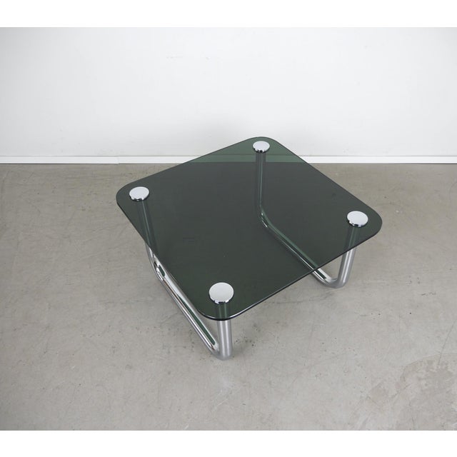 Space Age Coffee Table with Smoked Glass Top and Chrome Runners, Germany, 1970s For Sale - Image 14 of 18