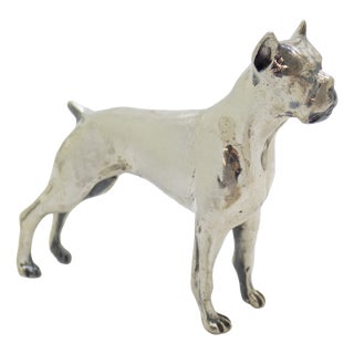 Large Vintage Italian Handmade Sterling Silver Boxer Dog, Tuscany, Italy, 1970s For Sale