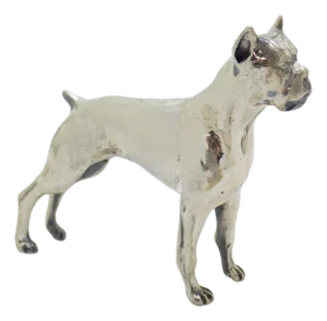 Large Vintage Italian Handmade Sterling Silver Boxer Dog, Tuscany, Italy, 1970s