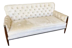 Vintage French Neoclassical Style Seamless Upholstered Sofa Button Tufted Back Assembled Sofa