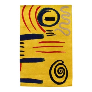 Pasargad DC Modern Hand Tufted Wool Yellow Area Rug For Sale