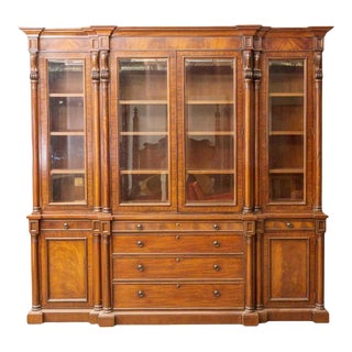 Polo Ralph Lauren Flame Mahogany Weathersby Breakfront Bookcase For Sale