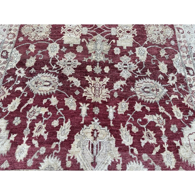 Burgundy Sultanabad Hand-Knotted Wool Rug - 6'7" X 9'7" For Sale - Image 9 of 12