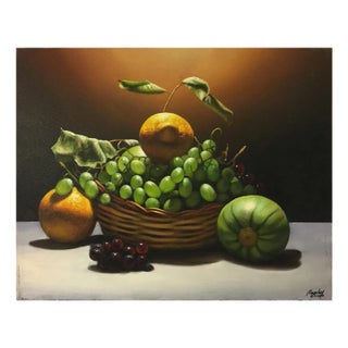 Maximilian Ciccone, Hyperrealist Lemon, Grape and Pumpkin Still Life, 2011, Oil on Canvas For Sale