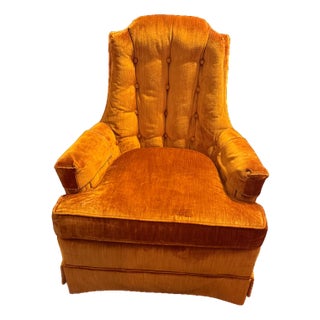 1970s Mid-Century Orange Velvet Chair by William Alan For Sale