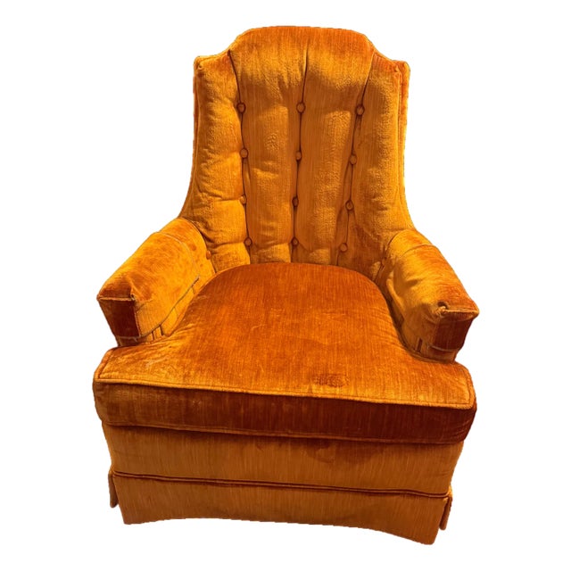 1970s Mid-Century Orange Velvet Chair by William Alan For Sale