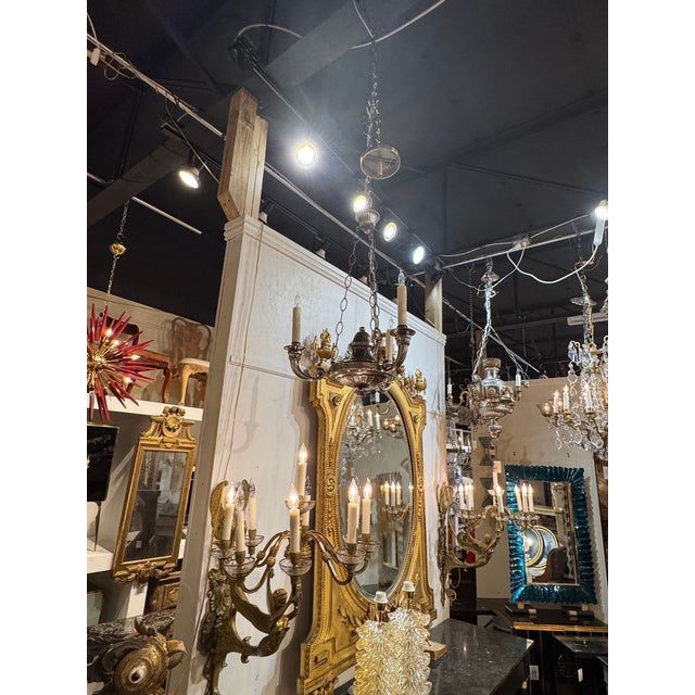 Vintage English Nickel Plated 3-Light Chandelier For Sale In Dallas - Image 6 of 6