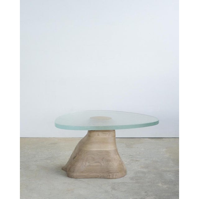 Fused Crystal Glass & White Oak Side Table by Alexander Knysch Dimensions: D 79 x W 55 x H 45 cm Materials: Fused Crystal...