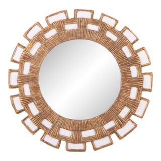 A Snow White Glass and Resin Mirror, in the Manner of Line Vautrin. Contemporary. For Sale