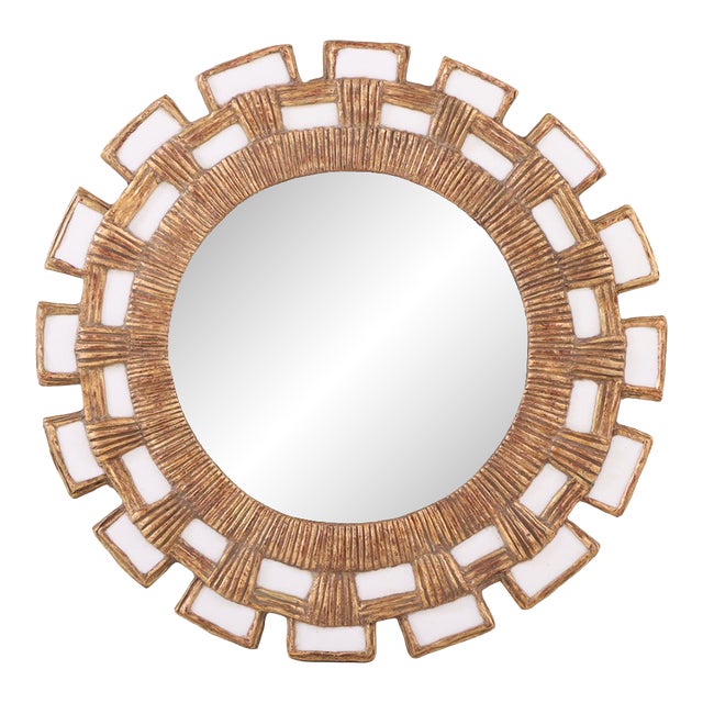 A Snow White Glass and Resin Mirror, in the Manner of Line Vautrin. Contemporary. For Sale