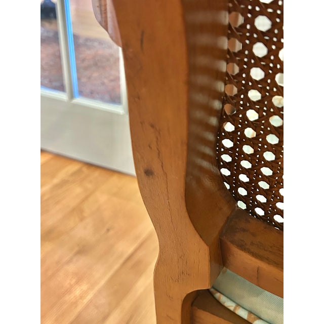 1964 French Style Louis XV Armchair With Caned Back and Thibaut “Coral Gables” Upholstered Seat For Sale - Image 13 of 14