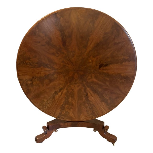 Antique Regency Figured Mahogany 6-Seater Circular Tilt-Top Dining Centre Table, 1830 For Sale