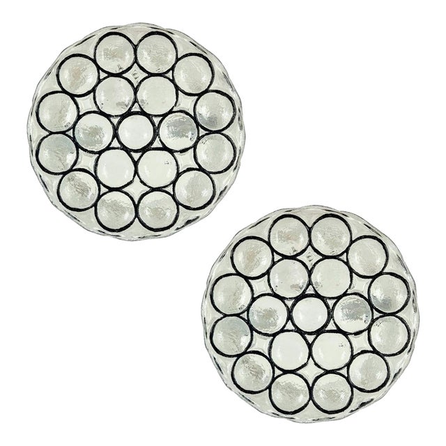 1960s Mid-Century Modern Glass Flush Mounts/Ceiling Lights or Wall Lights/Sconces From Limburg - a Pair For Sale