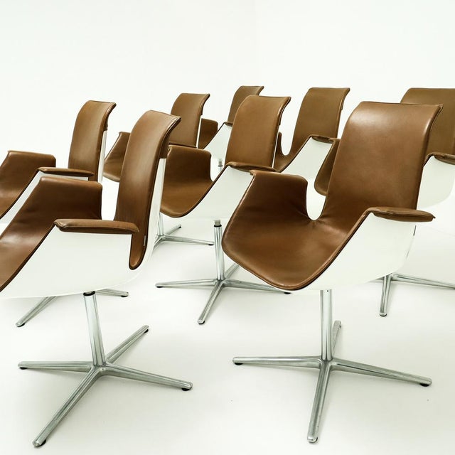 Mid-Century Modern Limited Edition FK 6728 High Back Armchairs in Cognac Leather by Preben Fabricius & Jørgen Kastholm for Walter Knoll, 1990s, Set of 10 For Sale - Image 3 of 16