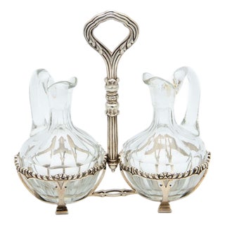 Fluted Silver Cruet Set with Raised Friezes, Set of 3 For Sale
