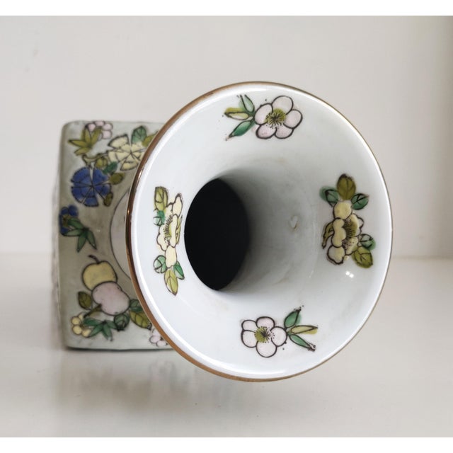 Ceramic Vintage Hand Painted Asian Vase For Sale - Image 7 of 8