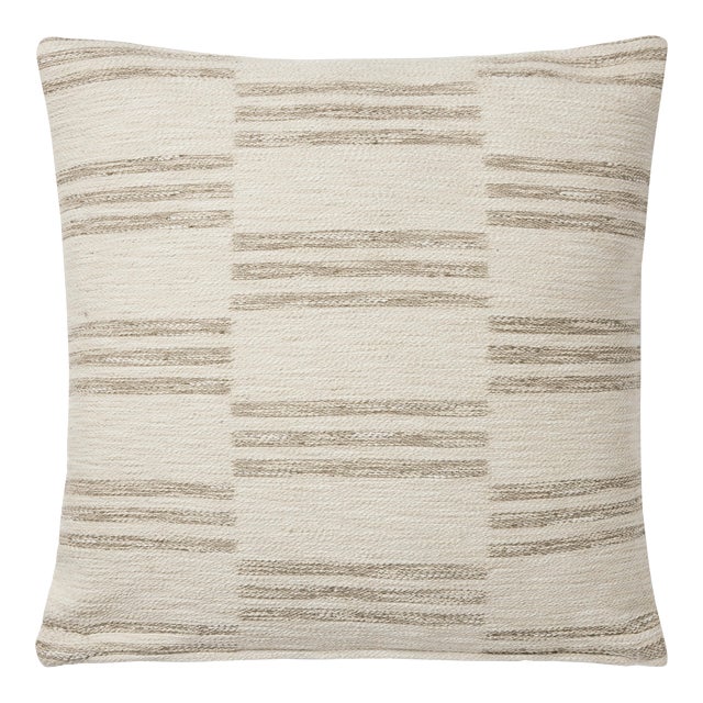Amber Lewis x Loloi Jay Ivory / Sand 22'' x 22'' Cover Only Pillow For Sale