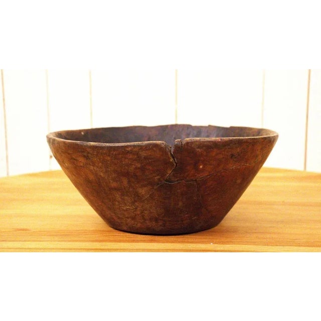 Large Swedish Folklore Carved Birchwood Bowl For Sale - Image 3 of 12