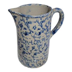19thc Spongeware Pottery Pitcher